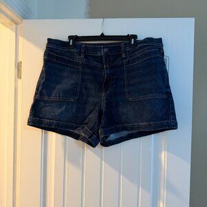 American Eagle Strigid Super High-Waisted Relaxed Denim Shorts (Dark Indigo Wash